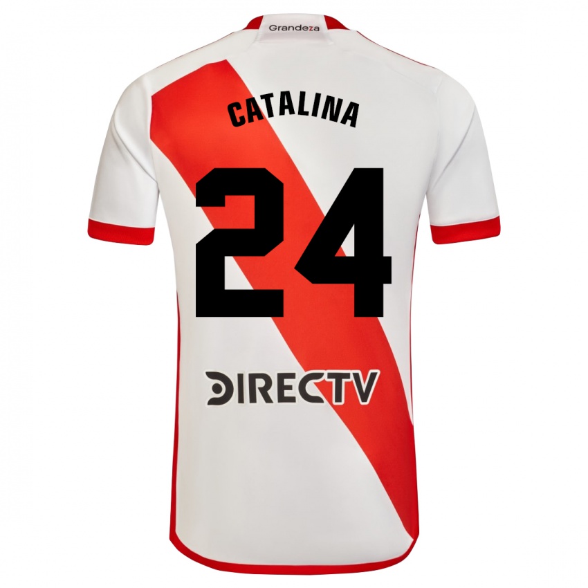 Hombre Camiseta Catalina Julia Primo #24 Blanco Rojo 1ª Equipación 2024/25 La Camisa Chile