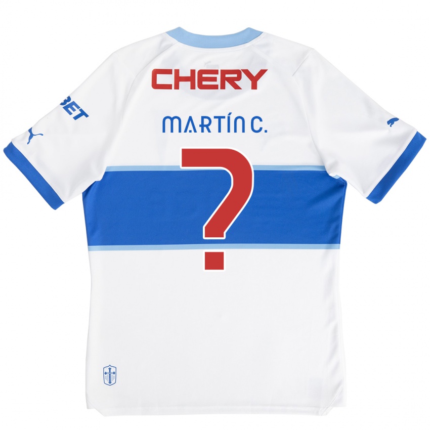 Hombre Camiseta Martín Contreras #0 Blanco Azul 1ª Equipación 2024/25 La Camisa Chile