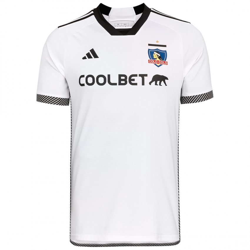 Hombre Camiseta César Fuentes #6 Blanco Negro 1ª Equipación 2024/25 La Camisa Chile