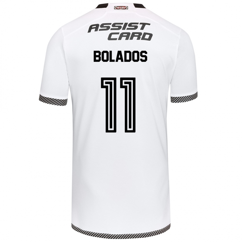 Hombre Camiseta Marcos Bolados #11 Blanco Negro 1ª Equipación 2024/25 La Camisa Chile