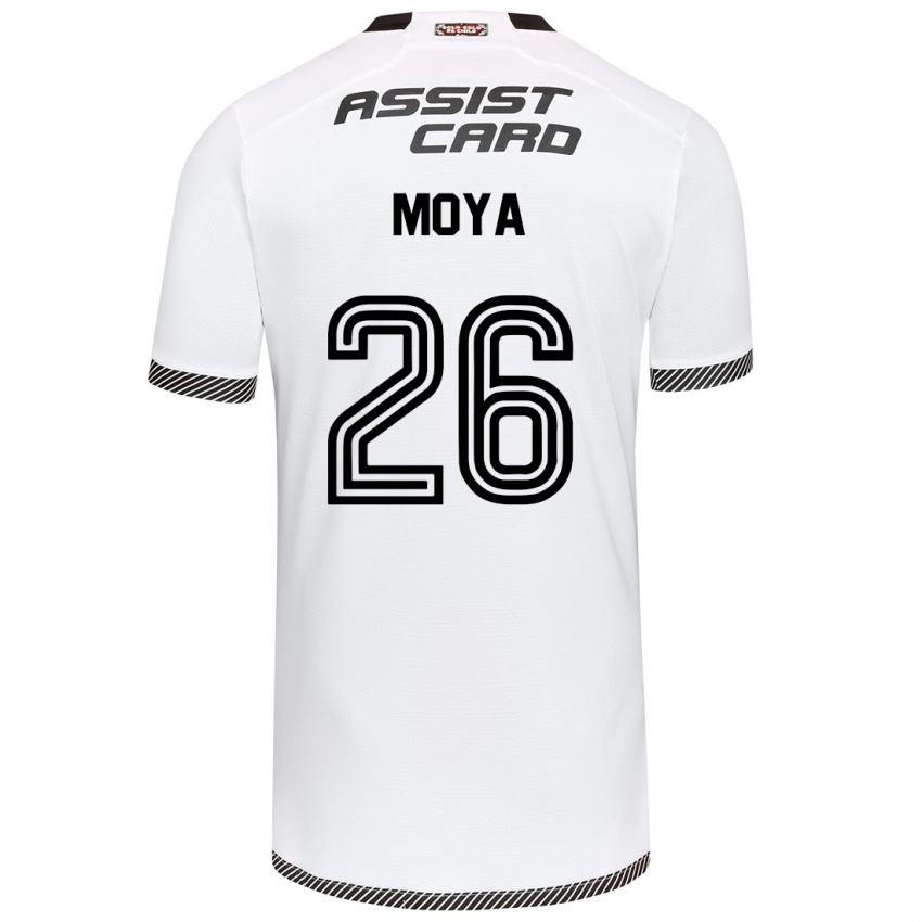 Hombre Camiseta Matías Moya #26 Blanco Negro 1ª Equipación 2024/25 La Camisa Chile