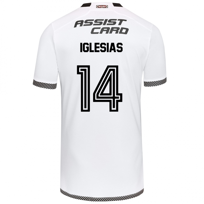 Hombre Camiseta Luciano Iglesias #14 Blanco Negro 1ª Equipación 2024/25 La Camisa Chile