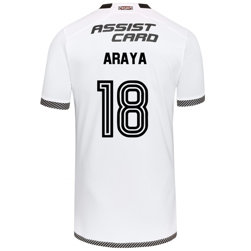 Hombre Camiseta Benjamín Araya #18 Blanco Negro 1ª Equipación 2024/25 La Camisa Chile