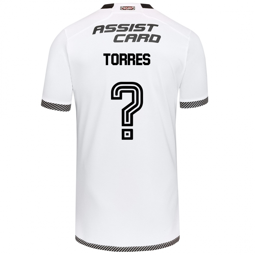 Hombre Camiseta Bruno Torres #0 Blanco Negro 1ª Equipación 2024/25 La Camisa Chile