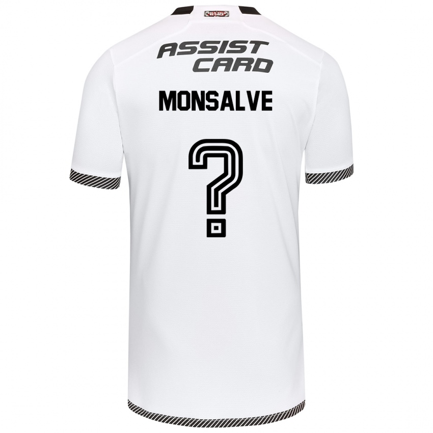 Hombre Camiseta Gaspar Monsalve #0 Blanco Negro 1ª Equipación 2024/25 La Camisa Chile