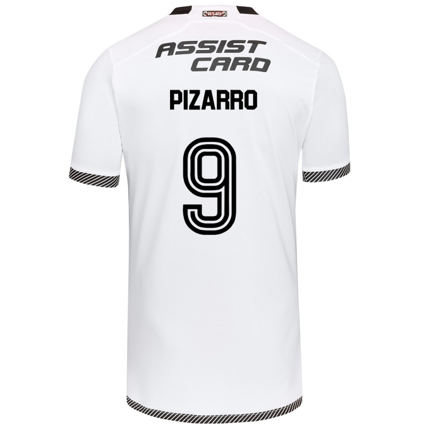 Hombre Camiseta Damián Pizarro #9 Blanco Negro 1ª Equipación 2024/25 La Camisa Chile