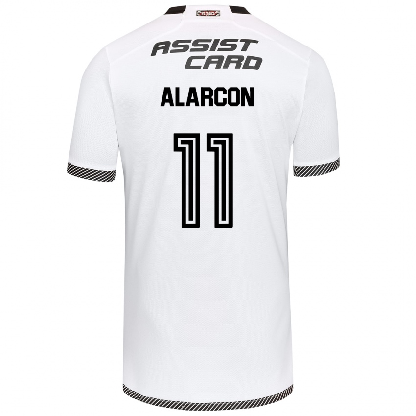 Hombre Camiseta Antonia Alarcón #11 Blanco Negro 1ª Equipación 2024/25 La Camisa Chile