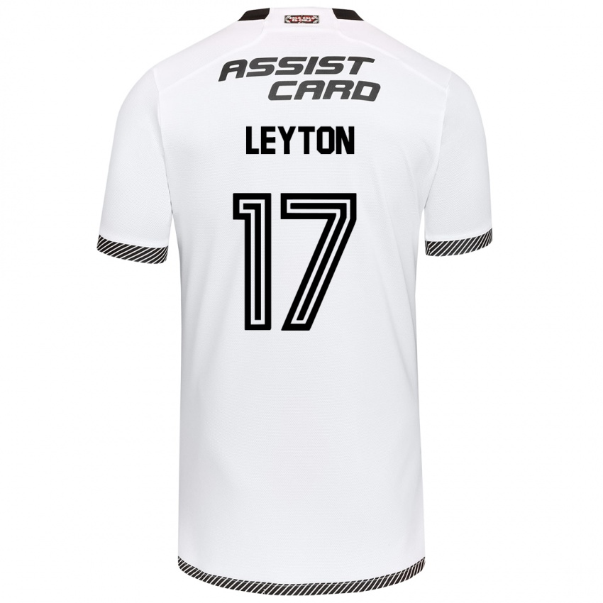 Hombre Camiseta Geraldine Leyton #17 Blanco Negro 1ª Equipación 2024/25 La Camisa Chile