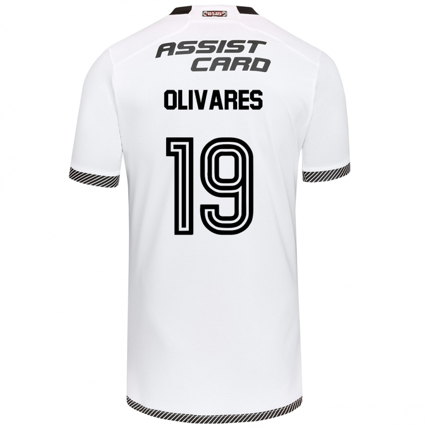 Hombre Camiseta Michelle Olivares #19 Blanco Negro 1ª Equipación 2024/25 La Camisa Chile