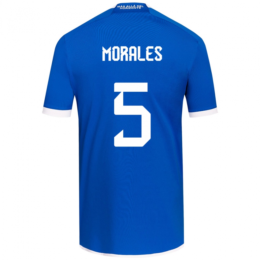 Hombre Camiseta Mariana Morales #5 Azul Blanco 1ª Equipación 2024/25 La Camisa Chile