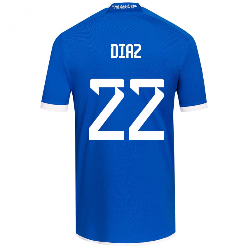 Hombre Camiseta Valentina Díaz #22 Azul Blanco 1ª Equipación 2024/25 La Camisa Chile