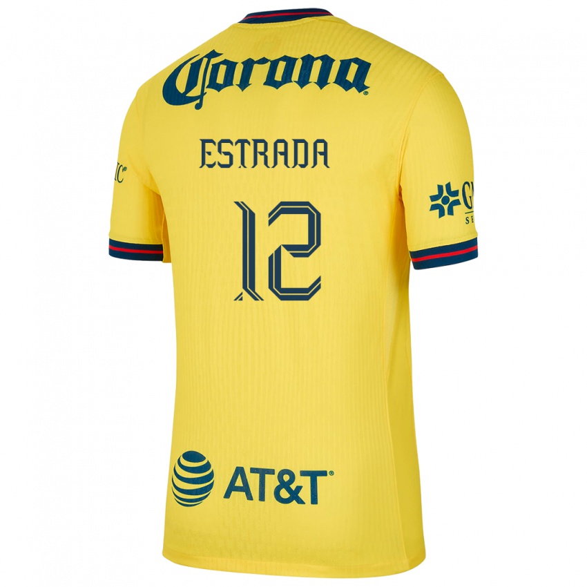 Hombre Camiseta Jonathan Estrada #12 Amarillo Azul 1ª Equipación 2024/25 La Camisa Chile