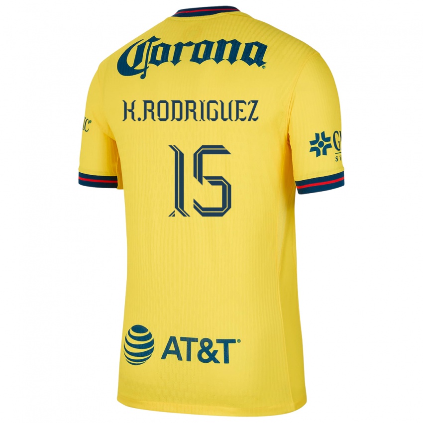 Hombre Camiseta Kimberly Rodriguez #15 Amarillo Azul 1ª Equipación 2024/25 La Camisa Chile