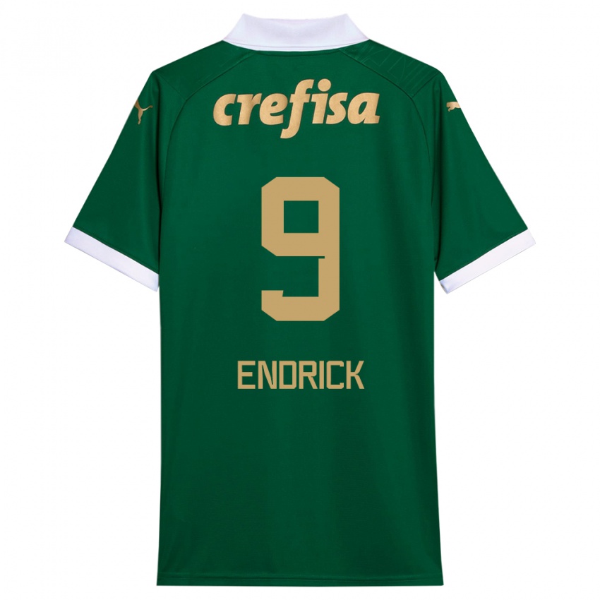 Hombre Camiseta Endrick #9 Verde Blanco 1ª Equipación 2024/25 La Camisa Chile