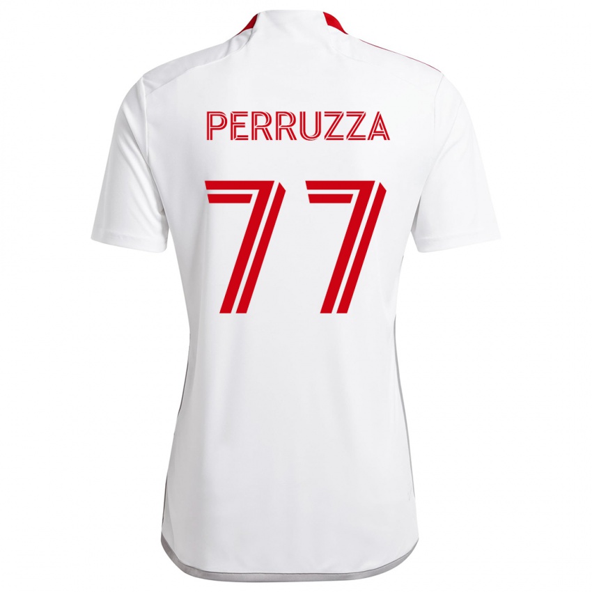 Hombre Camiseta Jordan Perruzza #77 Blanco Rojo 2ª Equipación 2024/25 La Camisa Chile