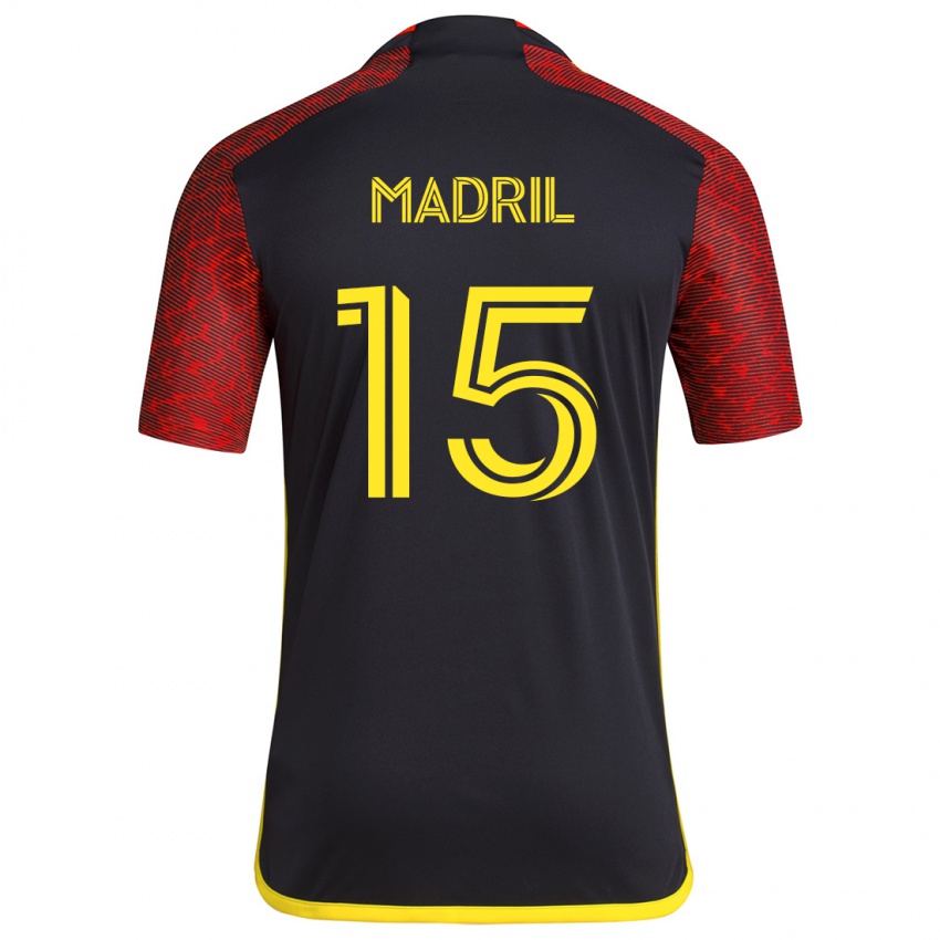 Hombre Camiseta Emily Madril #15 Negro Rojo 2ª Equipación 2024/25 La Camisa Chile