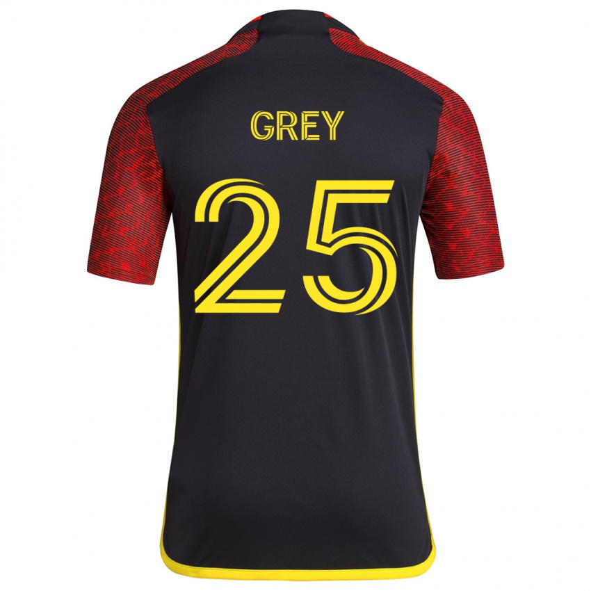 Hombre Camiseta Mireya Grey #25 Negro Rojo 2ª Equipación 2024/25 La Camisa Chile