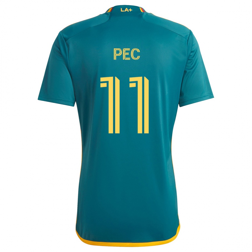 Hombre Camiseta Gabriel Pec #11 Verde Amarillo 2ª Equipación 2024/25 La Camisa Chile