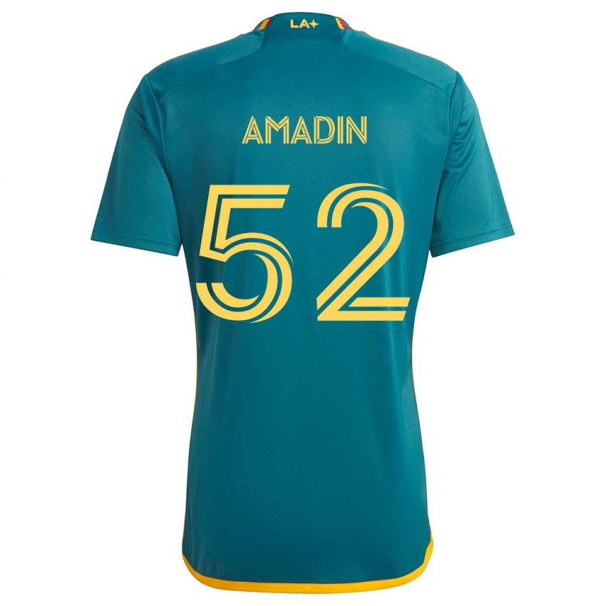 Hombre Camiseta Elijah Amadin #52 Verde Amarillo 2ª Equipación 2024/25 La Camisa Chile