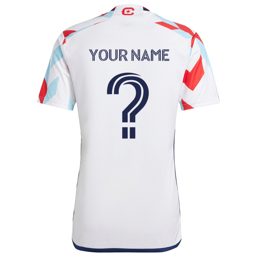 Hombre Camiseta Ihren Namen #0 Blanco Rojo Azul 2ª Equipación 2024/25 La Camisa Chile