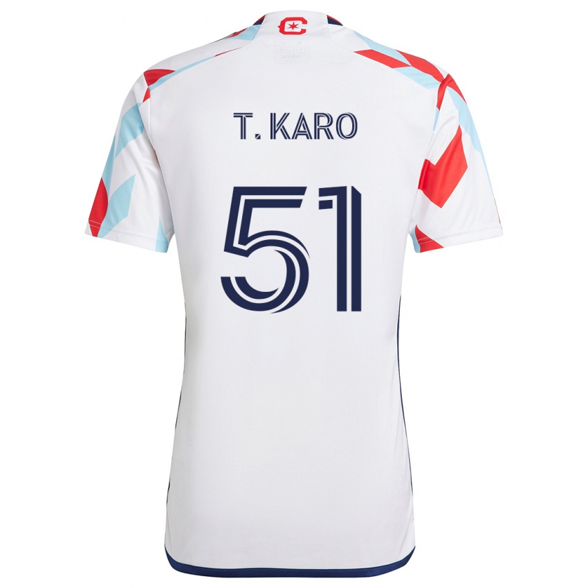 Hombre Camiseta David Tchétchao Karo #51 Blanco Rojo Azul 2ª Equipación 2024/25 La Camisa Chile