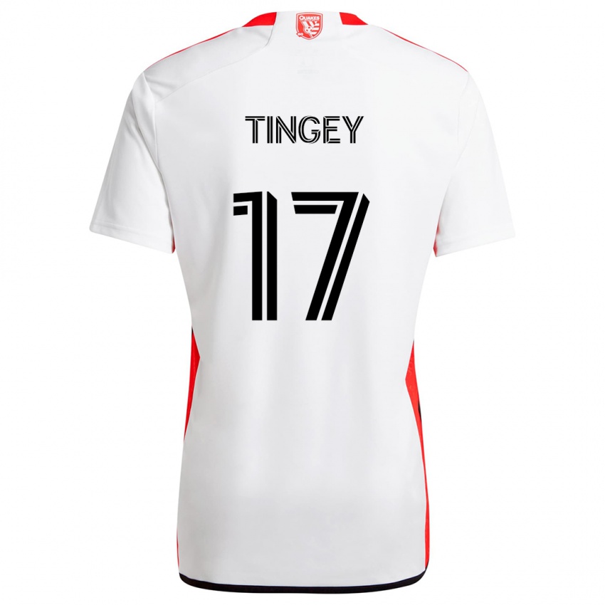 Hombre Camiseta Keegan Tingey #17 Blanco Rojo 2ª Equipación 2024/25 La Camisa Chile