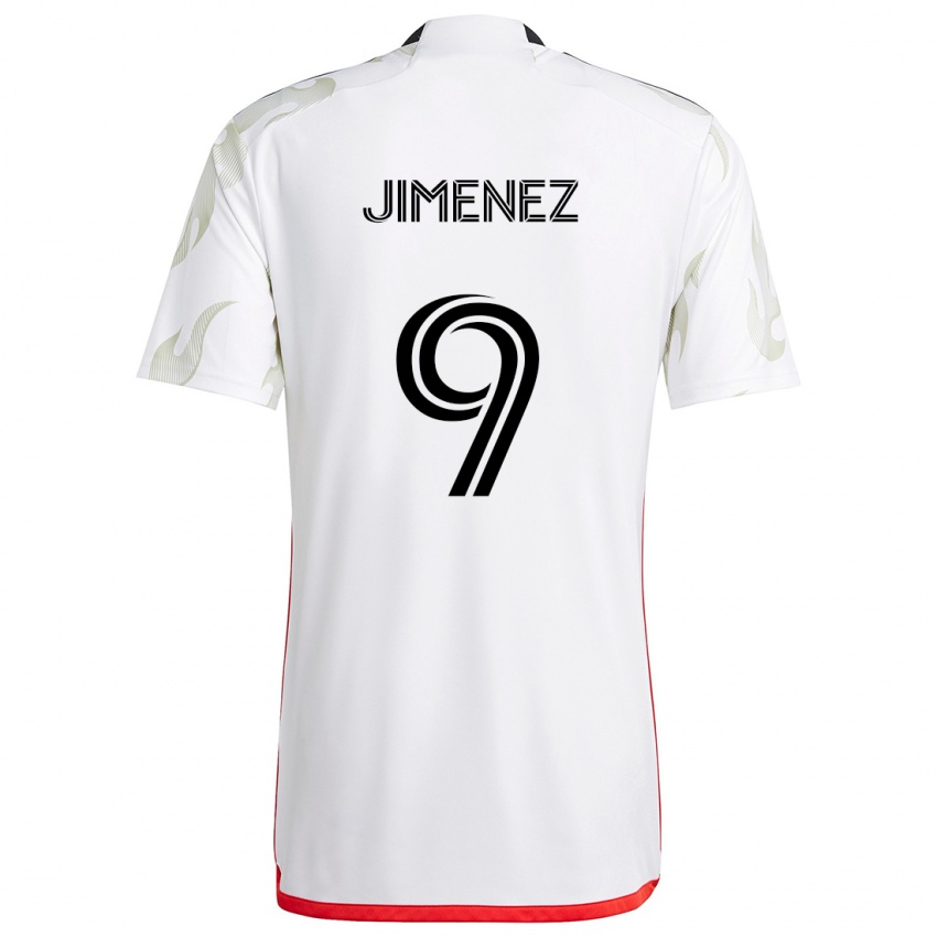 Hombre Camiseta Jesús Jiménez #9 Blanco Rojo Negro 2ª Equipación 2024/25 La Camisa Chile