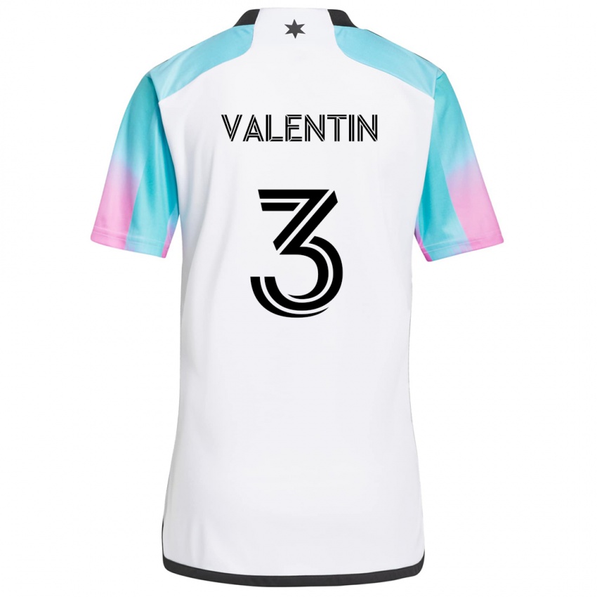 Hombre Camiseta Zarek Valentin #3 Blanco Azul Negro 2ª Equipación 2024/25 La Camisa Chile