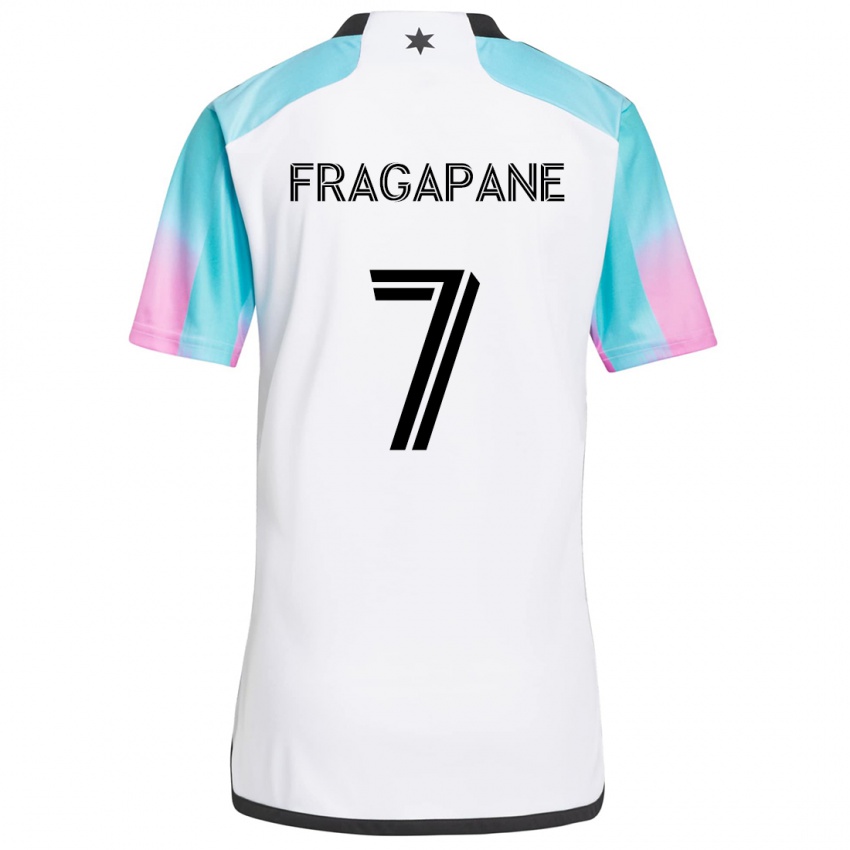 Hombre Camiseta Franco Fragapane #7 Blanco Azul Negro 2ª Equipación 2024/25 La Camisa Chile