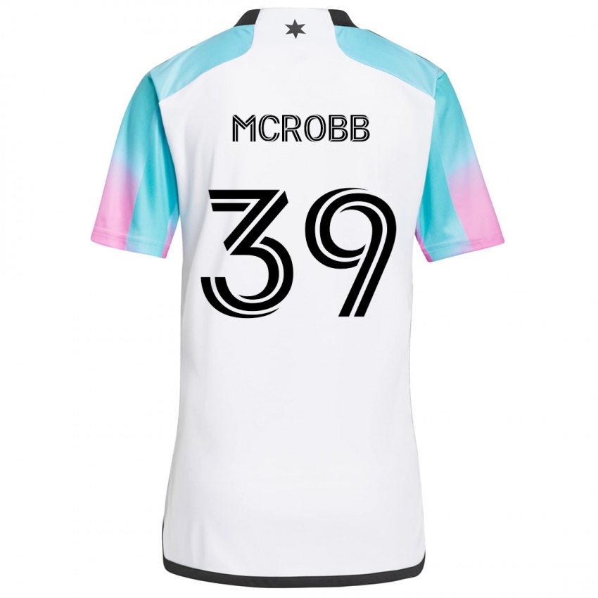 Hombre Camiseta Finn Mcrobb #39 Blanco Azul Negro 2ª Equipación 2024/25 La Camisa Chile