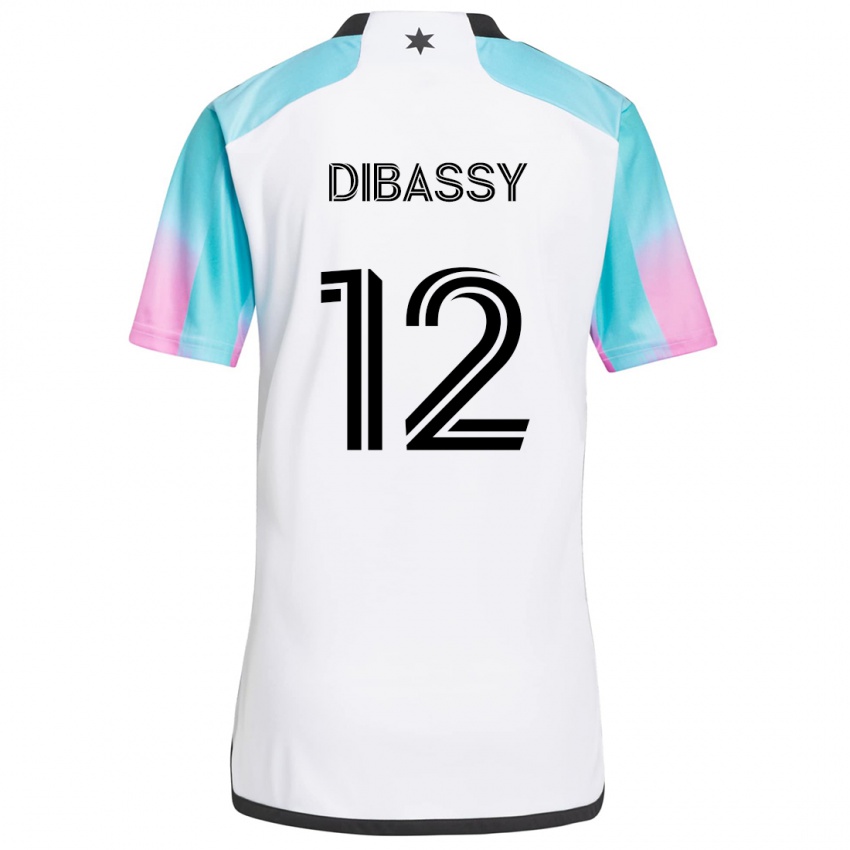 Hombre Camiseta Bakaye Dibassy #12 Blanco Azul Negro 2ª Equipación 2024/25 La Camisa Chile