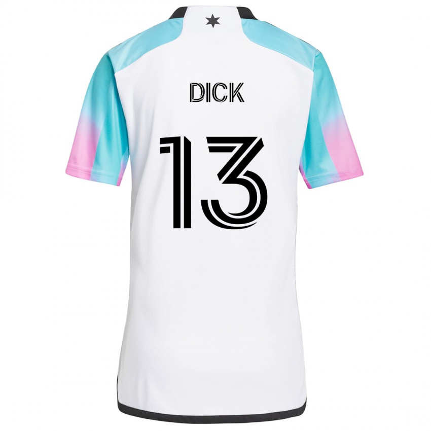 Hombre Camiseta Eric Dick #13 Blanco Azul Negro 2ª Equipación 2024/25 La Camisa Chile