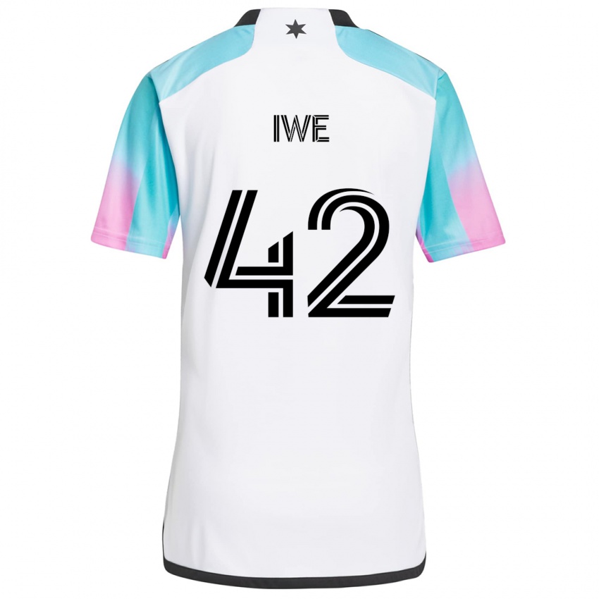 Hombre Camiseta Emmanuel Iwe #42 Blanco Azul Negro 2ª Equipación 2024/25 La Camisa Chile