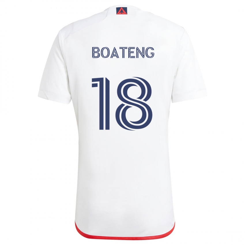 Hombre Camiseta Emmanuel Boateng #18 Blanco Rojo 2ª Equipación 2024/25 La Camisa Chile