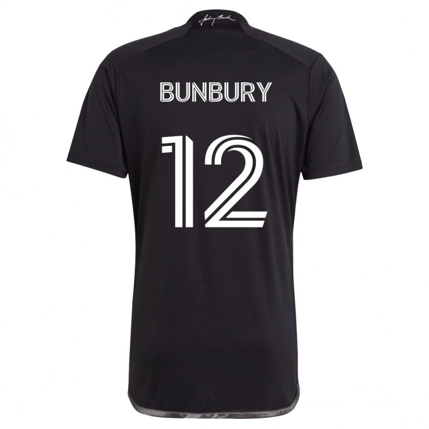 Hombre Camiseta Teal Bunbury #12 Negro 2ª Equipación 2024/25 La Camisa Chile