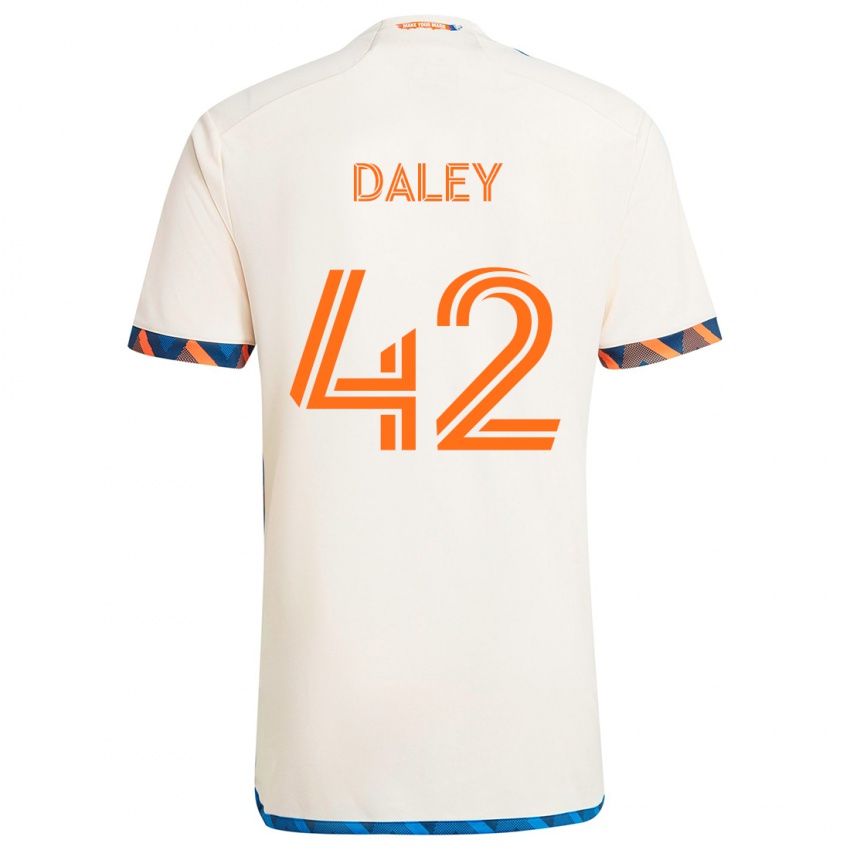 Hombre Camiseta Amir Daley #42 Blanco Naranja 2ª Equipación 2024/25 La Camisa Chile