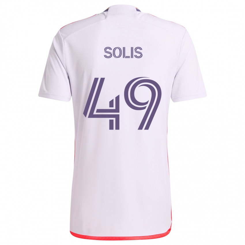 Hombre Camiseta Jhon Solís #49 Blanco Rojo Púrpura 2ª Equipación 2024/25 La Camisa Chile