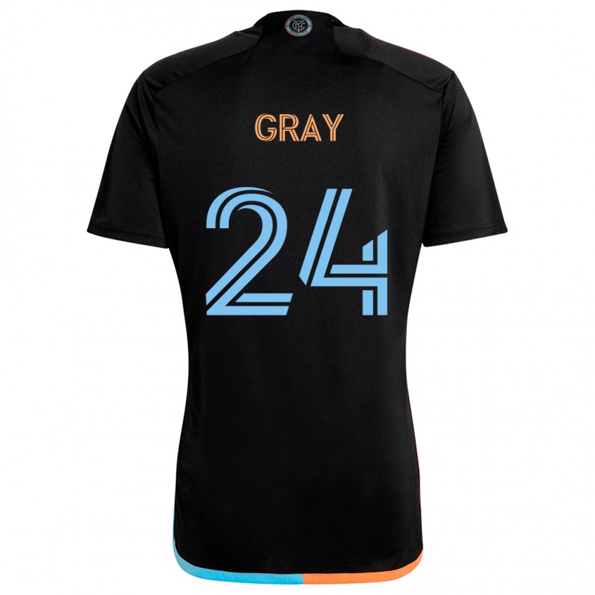 Hombre Camiseta Tayvon Gray #24 Negro Naranja Azul 2ª Equipación 2024/25 La Camisa Chile