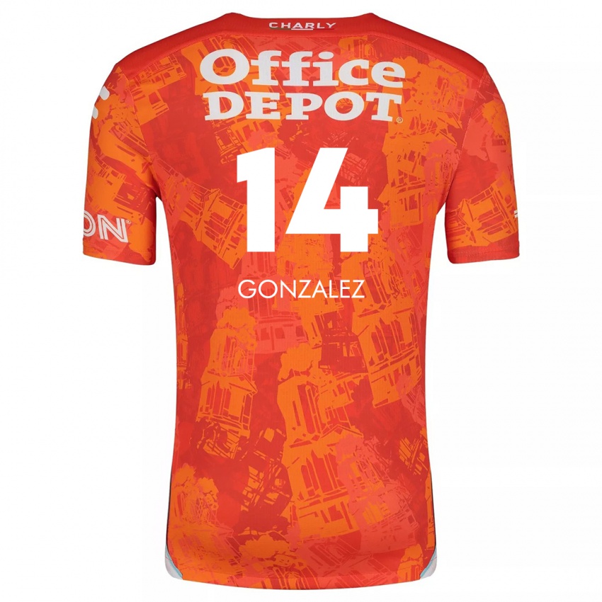 Hombre Camiseta Arturo Gonzalez #14 Naranja Blanco 2ª Equipación 2024/25 La Camisa Chile