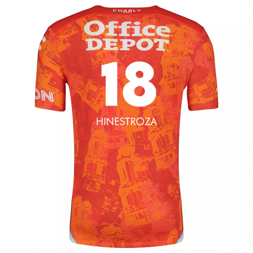 Hombre Camiseta Marino Hinestroza #18 Naranja Blanco 2ª Equipación 2024/25 La Camisa Chile