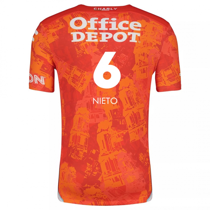 Hombre Camiseta Karla Nieto #6 Naranja Blanco 2ª Equipación 2024/25 La Camisa Chile