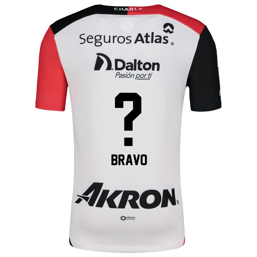 Hombre Camiseta Alejandro Bravo #0 Blanco Rojo Negro 2ª Equipación 2024/25 La Camisa Chile