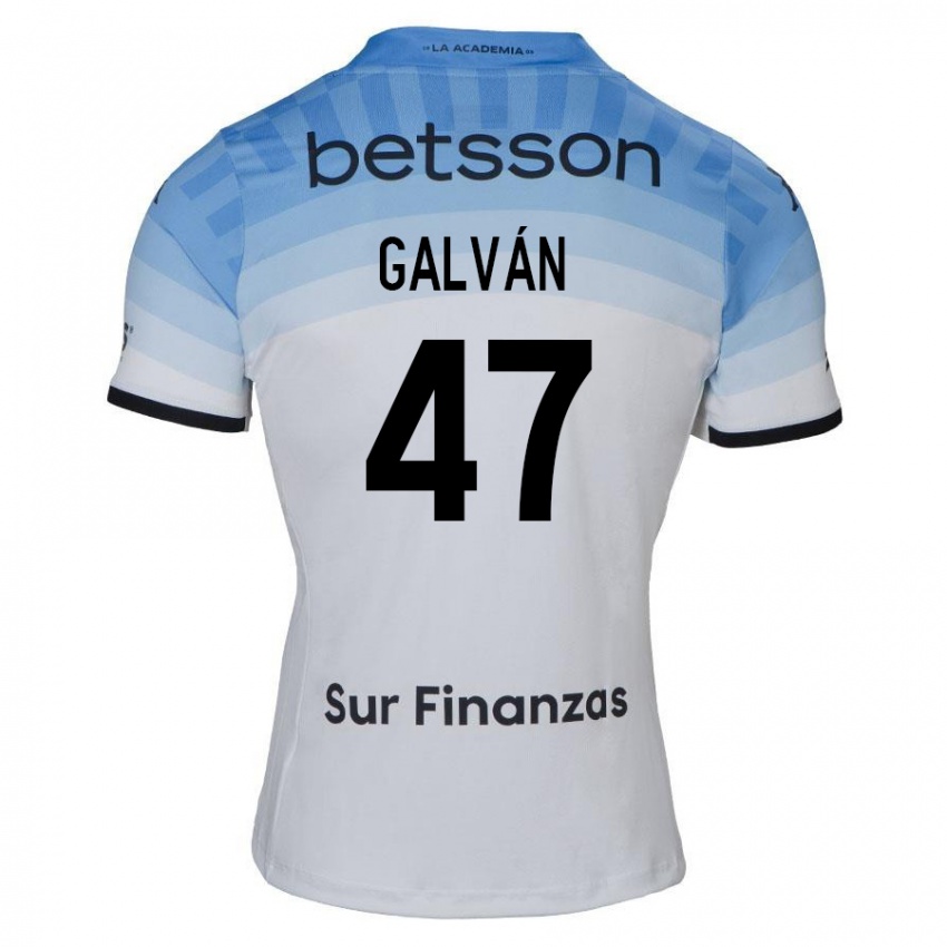 Hombre Camiseta Ignacio Galvan #47 Blanco Azul Negro 2ª Equipación 2024/25 La Camisa Chile