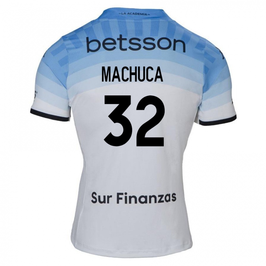 Hombre Camiseta Elias Machuca #32 Blanco Azul Negro 2ª Equipación 2024/25 La Camisa Chile