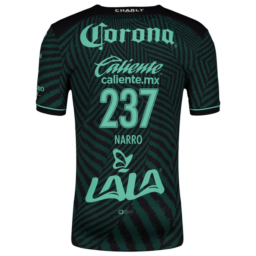 Hombre Camiseta Ernesto Narro #237 Verde Negro 2ª Equipación 2024/25 La Camisa Chile