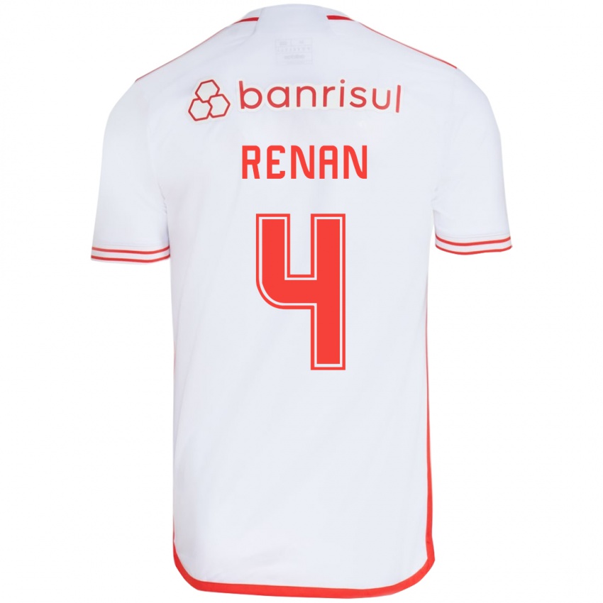 Hombre Camiseta Robert Renan #4 Blanco Rojo 2ª Equipación 2024/25 La Camisa Chile