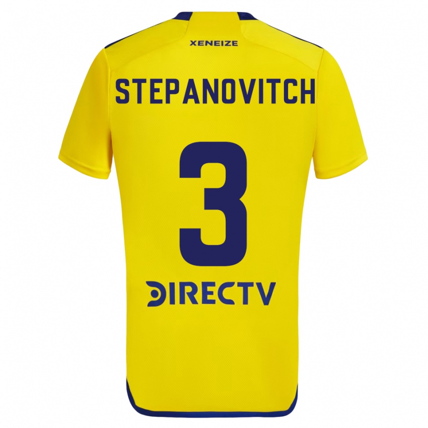 Hombre Camiseta Nicolás Stepanovitch #3 Amarillo Azul 2ª Equipación 2024/25 La Camisa Chile