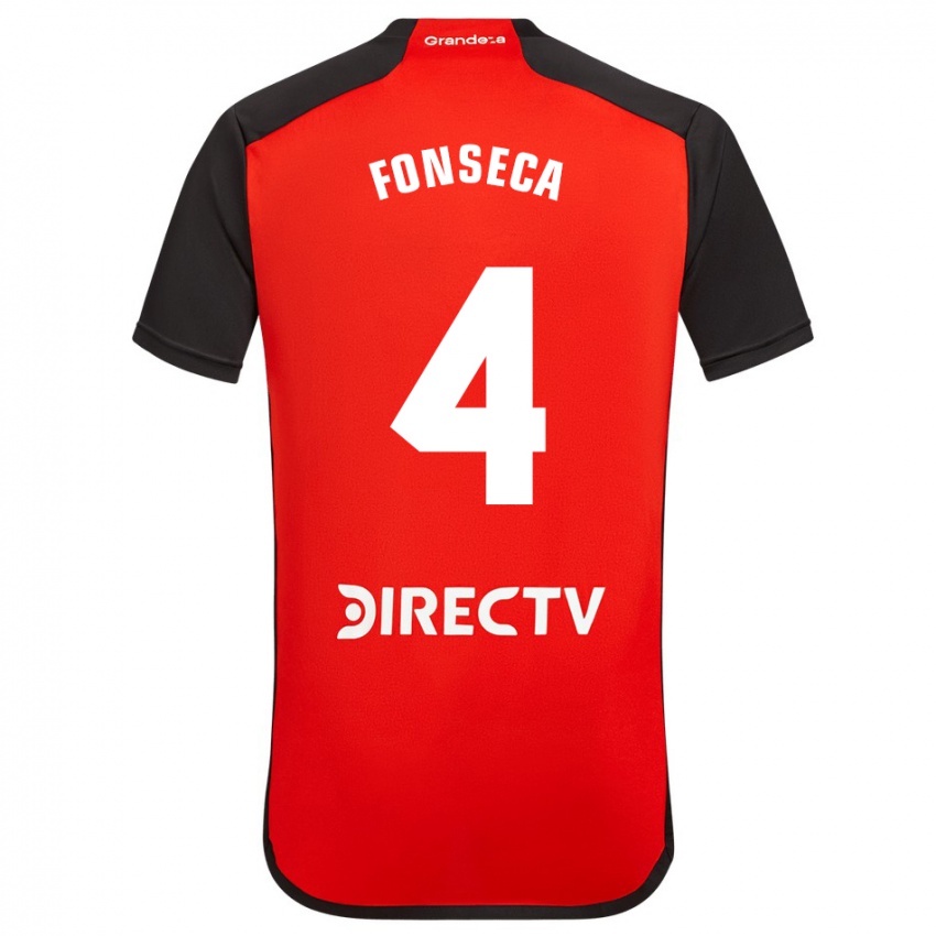 Hombre Camiseta Nicolás Fonseca #4 Rojo Negro Blanco 2ª Equipación 2024/25 La Camisa Chile