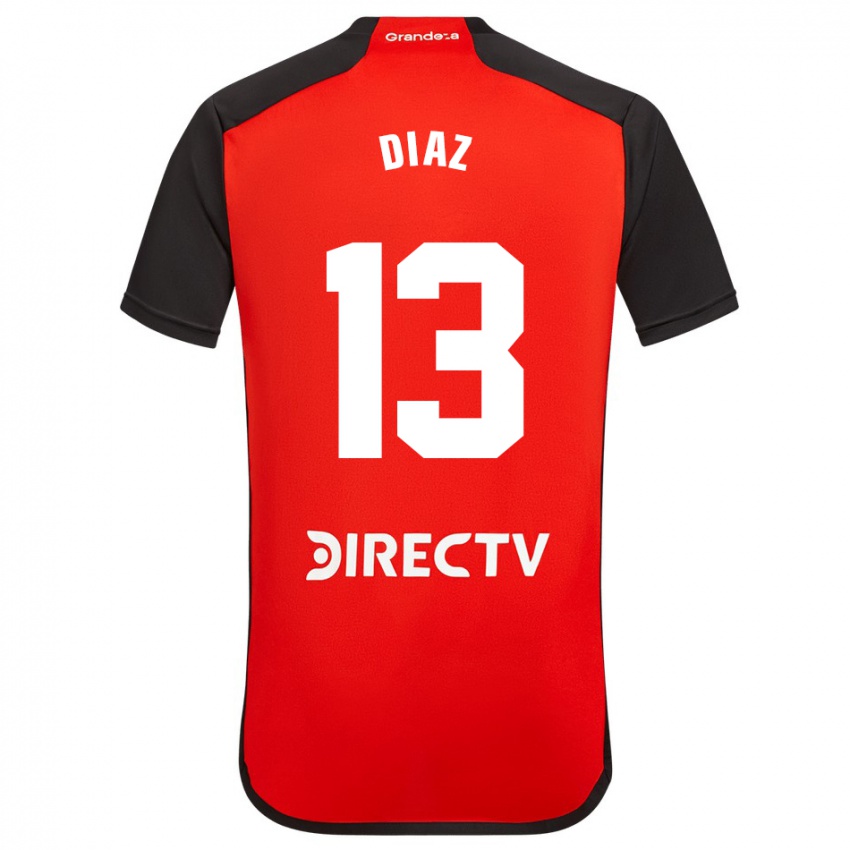 Hombre Camiseta Enzo Díaz #13 Rojo Negro Blanco 2ª Equipación 2024/25 La Camisa Chile