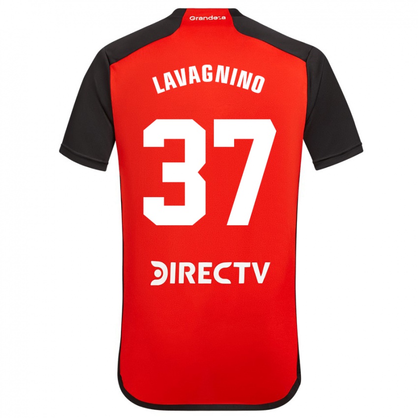 Hombre Camiseta Lucas Lavagnino #37 Rojo Negro Blanco 2ª Equipación 2024/25 La Camisa Chile